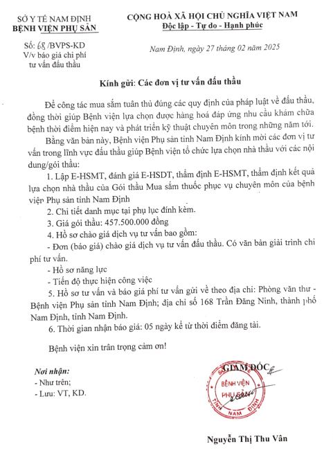 BÁO GIÁ CHI PHÍ TƯ VẤN ĐẤU THẦU