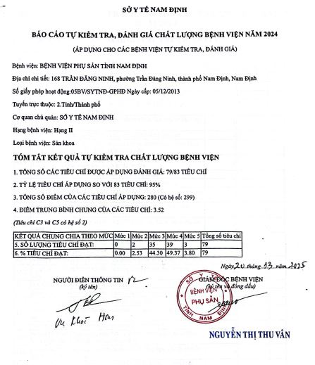 BÁO CÁO TỰ KIỂM TRA, ĐÁNH GIÁ CHẤT LƯỢNG BỆNH VIỆN NĂM 2024