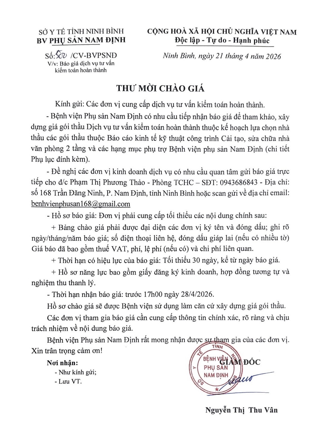 Báo giá dịch vụ tư vấn kiểm toán hoàn thành