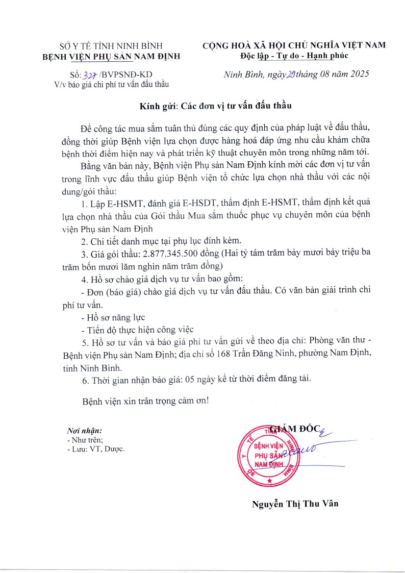 Mời tư vấn đấu thầu