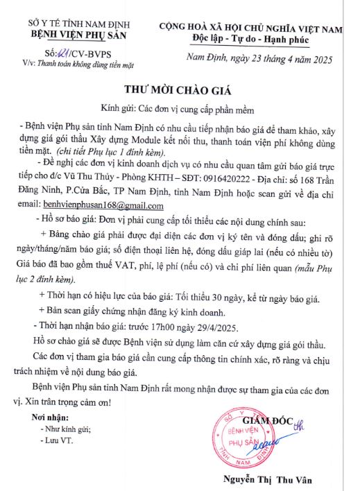 Thư Mời Chào Giá