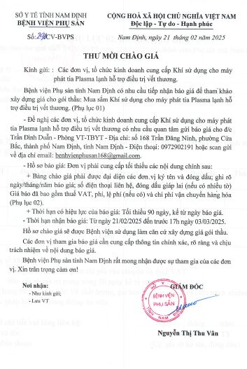 Mời chào giá cung cấp Khí