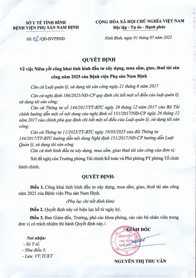 NIÊM YẾT CÔNG KHAI SỐ 02