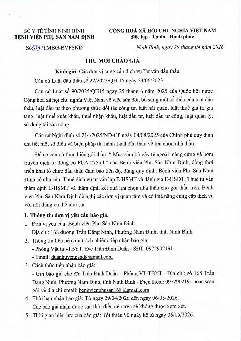 Thư mời chào giá bộ gây tê ngoài màng cứng và bơm truyền dịch tự động có PCA 275m